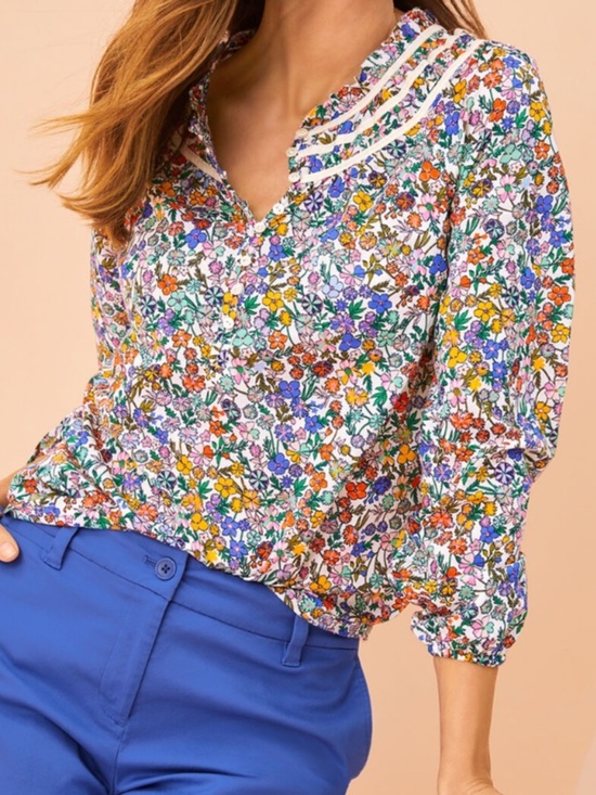 Talbots Tops - Talbots  Floral Popover Peasant Blouse ditsy cottagecore Button Sz 3X